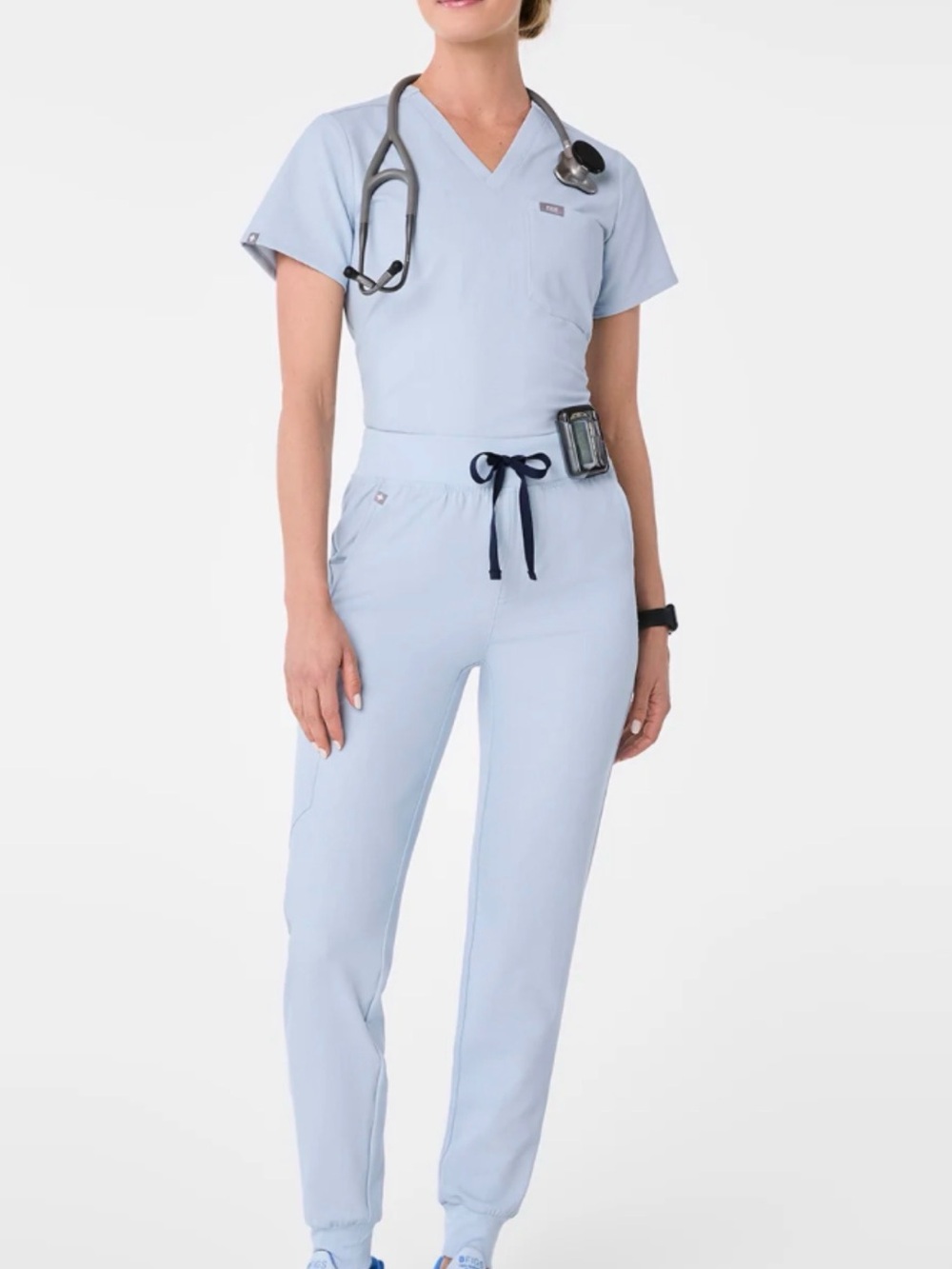 FIGS Women’s High Waisted Zamora - Jogger Pant - Small Petite in Chambray